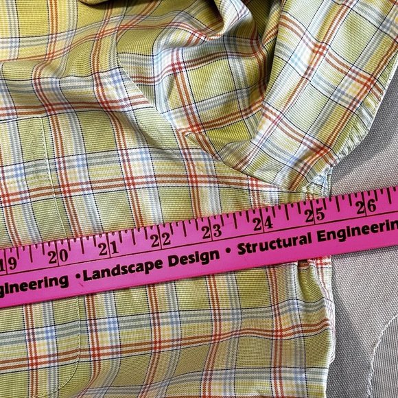 Bobby Jones Collection L Yellow Plaid‎ Long Sleeve Cotton Shirt Woven in Italy - Picture 3 of 8